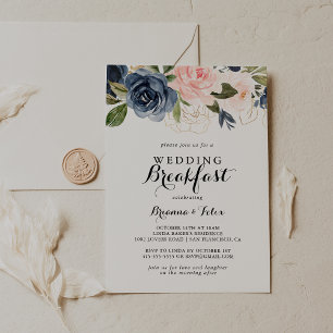 Elegant vinterblommig brölloppsfrukost inbjudningar