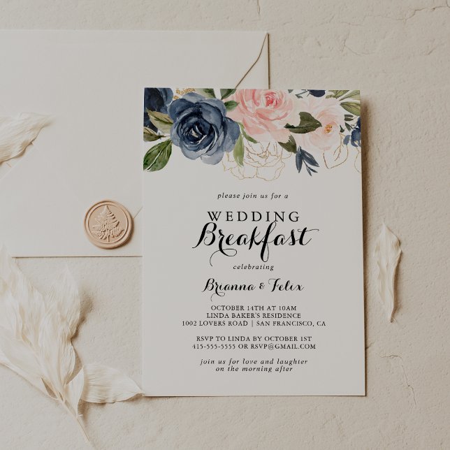 Elegant vinterblommig brölloppsfrukost inbjudningar (Skapare uppladdad)