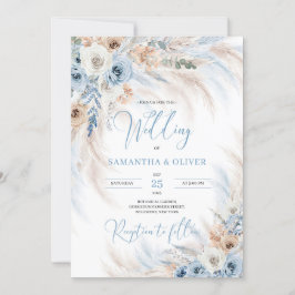 Elegant Vinterboho dusty Blue and ivory blommigt Inbjudningar