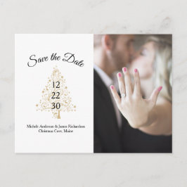 Elegant vinterbröllop Save The Date Foto Meddelande Vykort