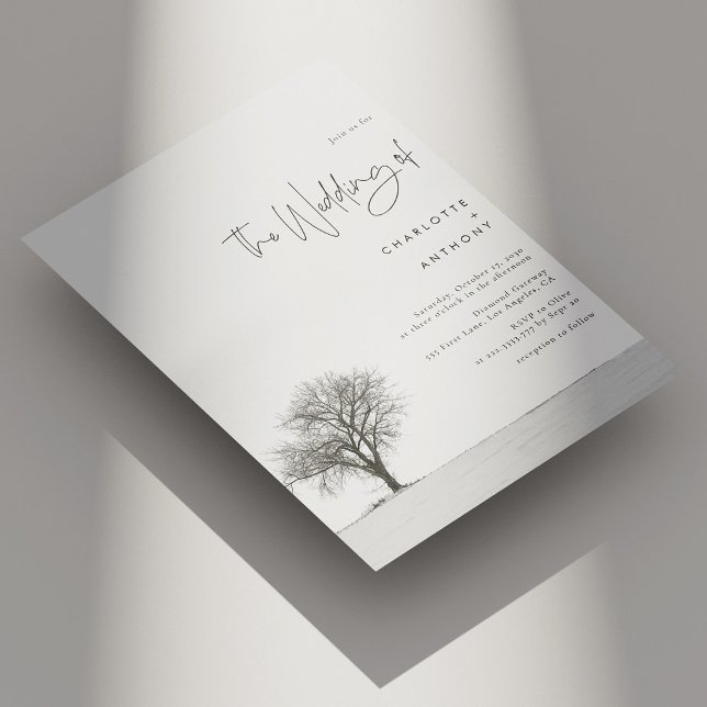 Elegant Vinterbröllop - svartvitt snöflingor Inbjudningar (Elegant Winter Wedding - Black and White Snowflake Invitation)