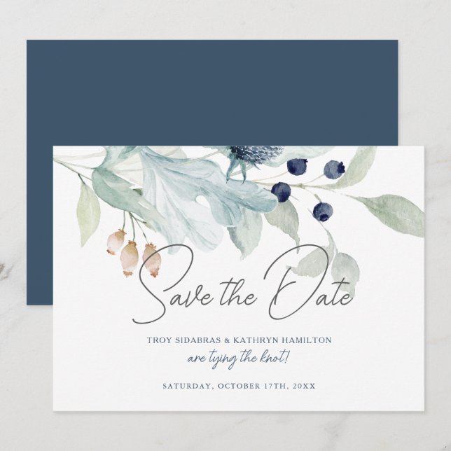 Elegant vinterbröllopstema Spara datum Inbjudningar (Fram/baksida)