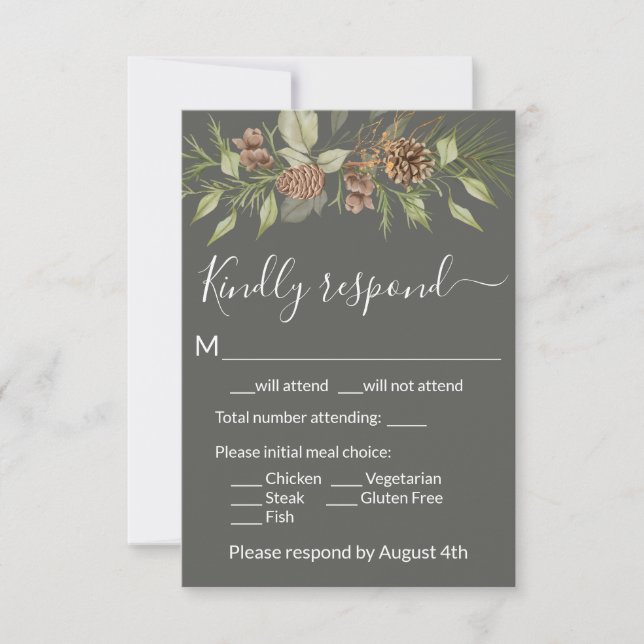 Elegant vintergrå tall RSVP-kort OSA Kort (Framsida)