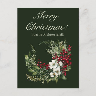 Elegant vintergrönska God Jul Icke-foto Helg Vykort