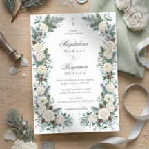 Elegant vintergrönska vit blomsterbröllop