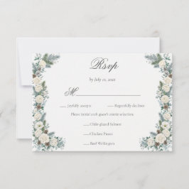 Elegant vintergrönska vit blomsterbröllopsmåltid OSA kort