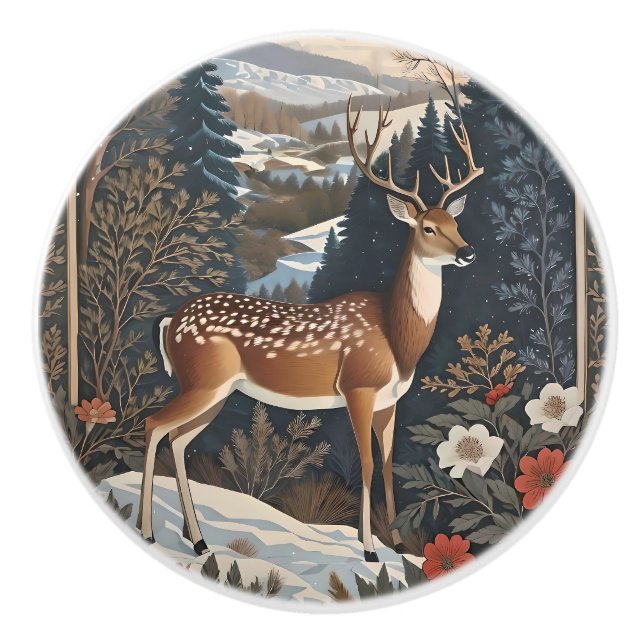 Elegant Vinterhjort Naturdesign Knopp (Framsidan)