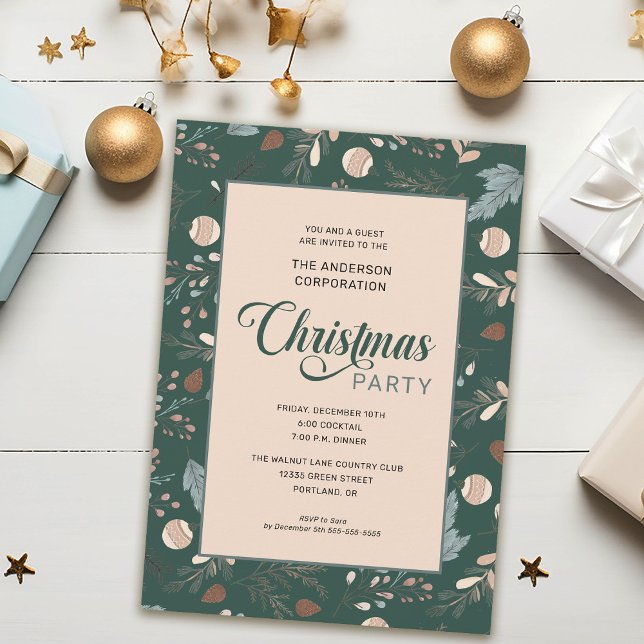 Elegant vinterlövverk kontors julfest inbjudningar (Skapare uppladdad)