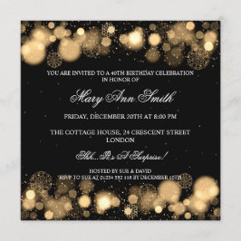 Elegant Vintern 40:e födelsedagen Party Guld Inbjudningar