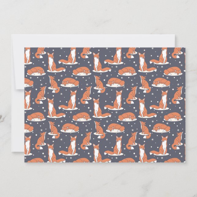 Elegant Vinterpälsad Räv Snöig Natt Julkort (Framsida)