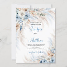 Elegant vinterpampas för boho dusty Blue blommigt 