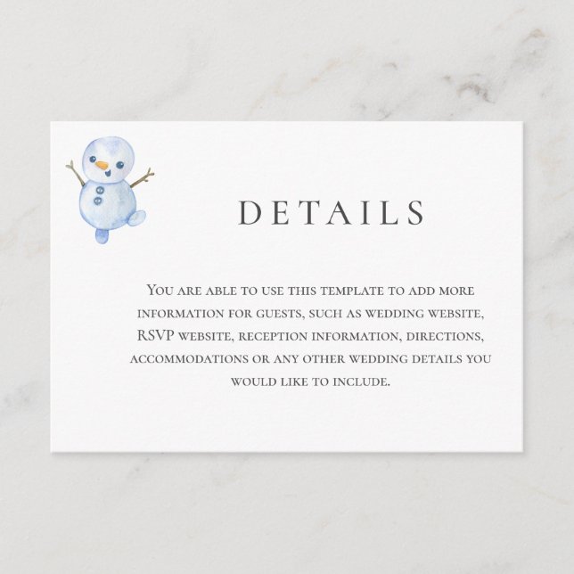 Elegant vintersaga Bröllop med snöflingor Tilläggskort (Framsida)