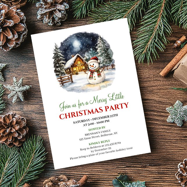 Elegant vinterscen julfestinladan inbjudningar (Elegant Winter Scene Christmas Party Invitation)