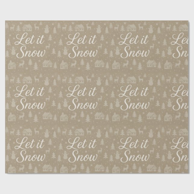 Elegant Vinterscenen Mysiga byn Snö Presentpapper (Platt)