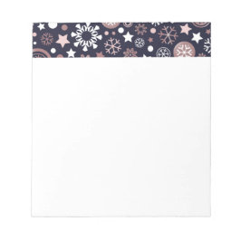 Elegant vintertid ro guld metalliskt snöflingor anteckningsblock