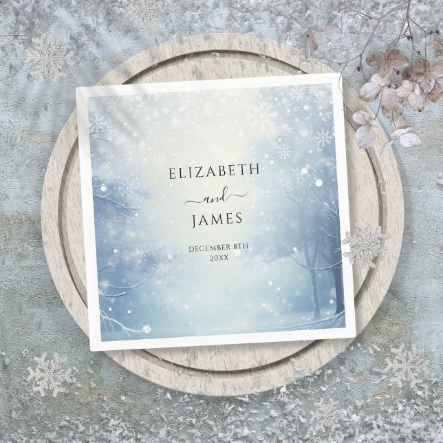 Elegant vinterundrens skogsbröllop pappersservett (Elegant Winter Wonderland Forest Wedding Napkins)