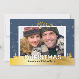 Elegant Vinterundret Snöflingor Familj Foto Julkort