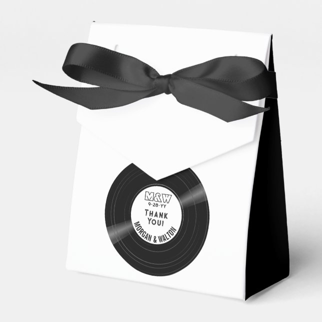 Elegant Vinyl Record Black & White Presentaskar (Framsidan Sidan)