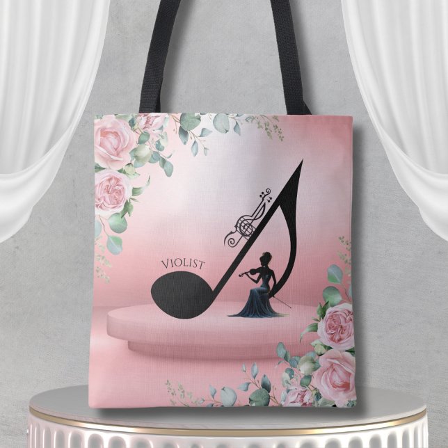 Elegant Viola Player Pink Floral Violist Music Tygkasse (Makes a wonderful, personalized gift for any passionate viola player or music instructor)