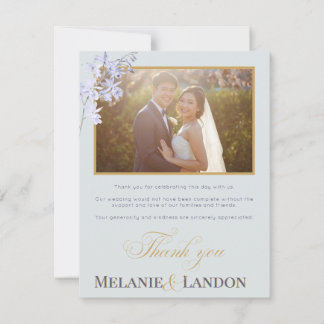 Elegant Violet and Mint Wedding Thank You Card Tack Kort