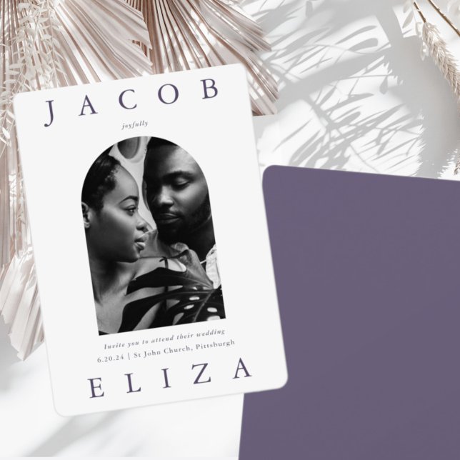 Elegant Violet Arch Photo Bröllop Inbjudningar (Skapare uppladdad)
