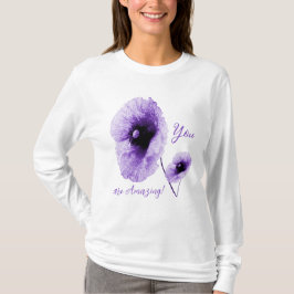Elegant Violet Blommigt Kvinnors longtärmaden T Shirt