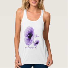 Elegant Violet Blommigt Kvinnors Tanktop Linne Med Racerback