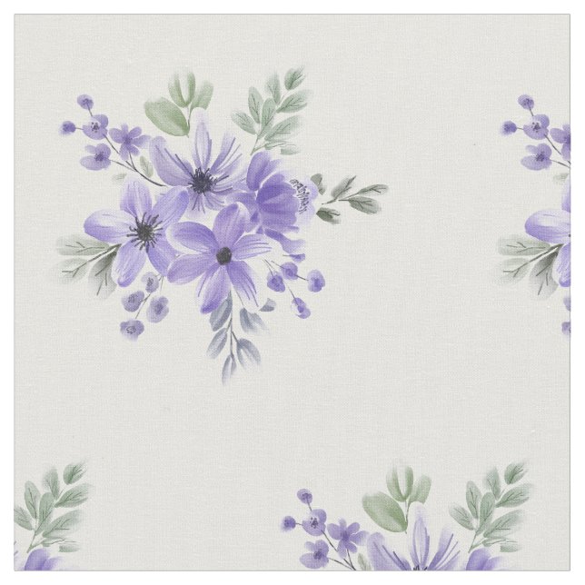 Elegant Violet Bloom Blommönster Fabric Tyg (Närbild)
