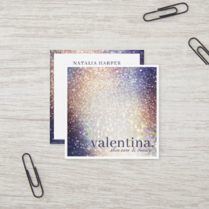 Elegant Violet & Champagne Glitter Beauty Makeup Fyrkantigt Visitkort