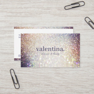 Elegant Violet & Champagne Glitter Beauty Makeup Visitkort
