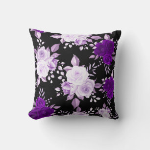 Elegant Violet Flowers Seamless-Blommönster Kudde