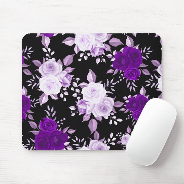 Elegant Violet Flowers Seamless-Blommönster Musmatta (Med mus)