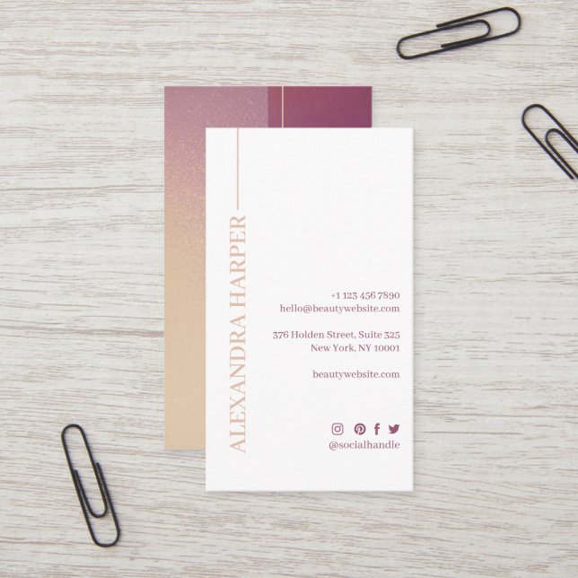 Elegant Violet Glitter & Rosa Beauty Makeup av Visitkort (Fram/Back In Situ)