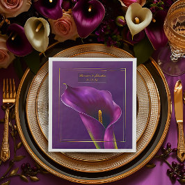 Elegant Violet & Gold Calla Lily Wedding Pappersservett