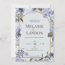 Elegant violet & gold hydrangea wedding invitation inbjudningar