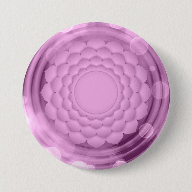 Elegant Violet Krona Chakra Zen Yoga Andlig Knapp (Framsida)