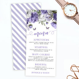 Elegant violet lavender blommigt bröllop-menykort