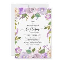 Elegant Violet Lila Blommigt Kor Girl Girl Baptism