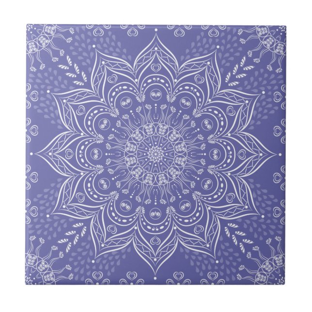Elegant Violet Lila Boho Mandala Kakelplatta (Framsidan)