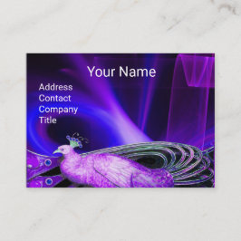 ELEGANT VIOLET LILA PEACOCK IN BLACK BLUE SWIRLS VISITKORT