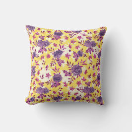 Elegant Violet Marigolds Flowers Mustard Gult Kudde