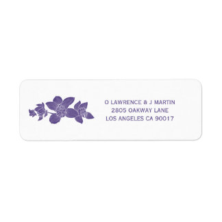 Elegant Violet Orchid-Blommigt Returadress Etikett