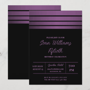 Elegant Violet Rand Masculine Birthday Inbjudningar