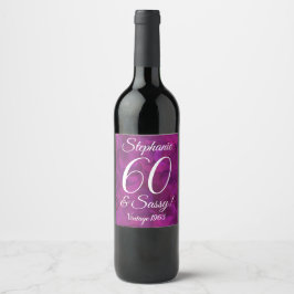 Elegant Violet Ro 60 och Sassy Birthday Vinflaska Etikett