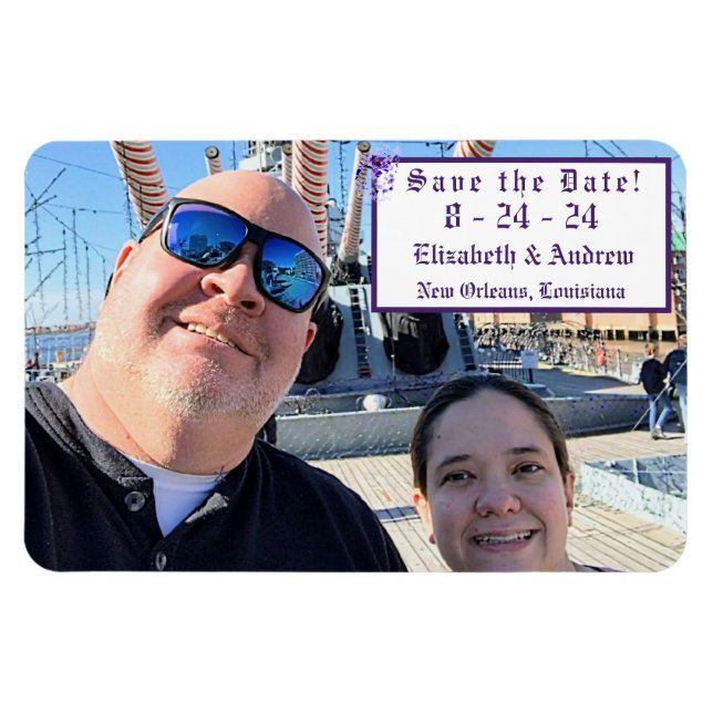 Elegant Violet Save the Date Flexible Photo Magnet (Horisontell)