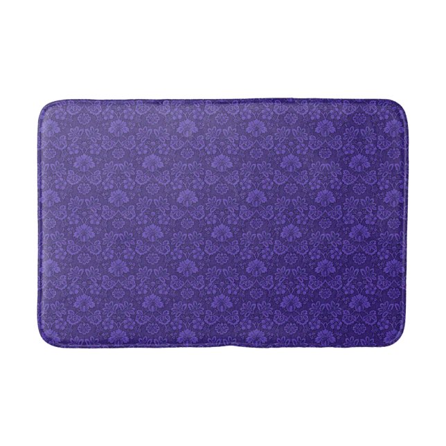 Elegant Violet Vintage Damask Pattern Badrumsmatta (Framsidan)