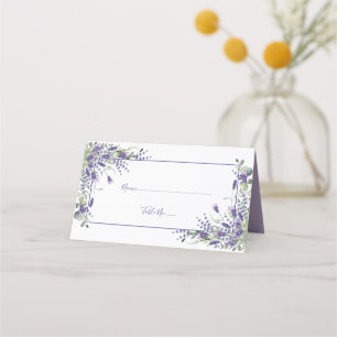 Elegant Violet Watercolor Blommigt Greenery Bröllo Placeringskort