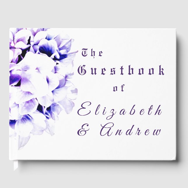 Elegant Violets Bröllop Gästböcker (Framsida)
