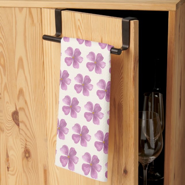 Elegant Violett Blom Tea Kökshandduk (Thirds Fold)