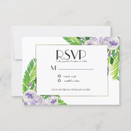Elegant Violett Bröllop Vattenfärg Blommor Inbjudningar